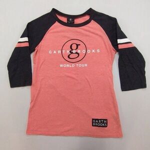 Women's Size Medium Garth Brooks World Tour 7 Graphic T-Shirt Jersey 3/4 Sleeve